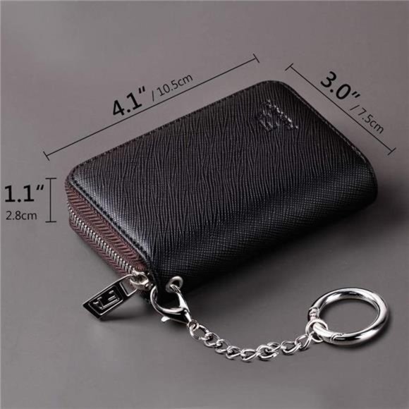 Credit Card Wallet Zipper Card Cases Holder for Men Women RFID Blocking Keychain - Picture 6 of 6